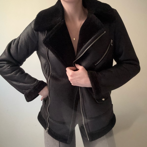 Vero Moda Jackets & Blazers - Vmemmy Vero Moda Black Vegan Leather Sherpa Sherling Jacket